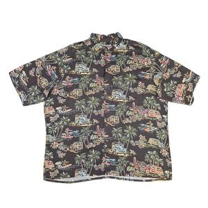 Vintage Art Of EDDY Y Reyn Spooner Hawaiian Shirt Surf Cars Beach Swim Summer XL